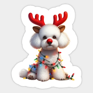 Christmas Red Nose Bichon Frise Dog Sticker